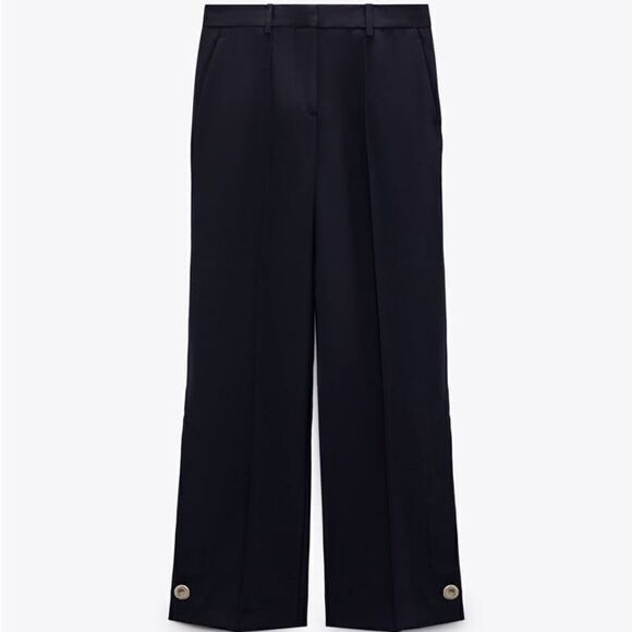 Zara Cropped Pants With Buttons New - Picture 8 of 9